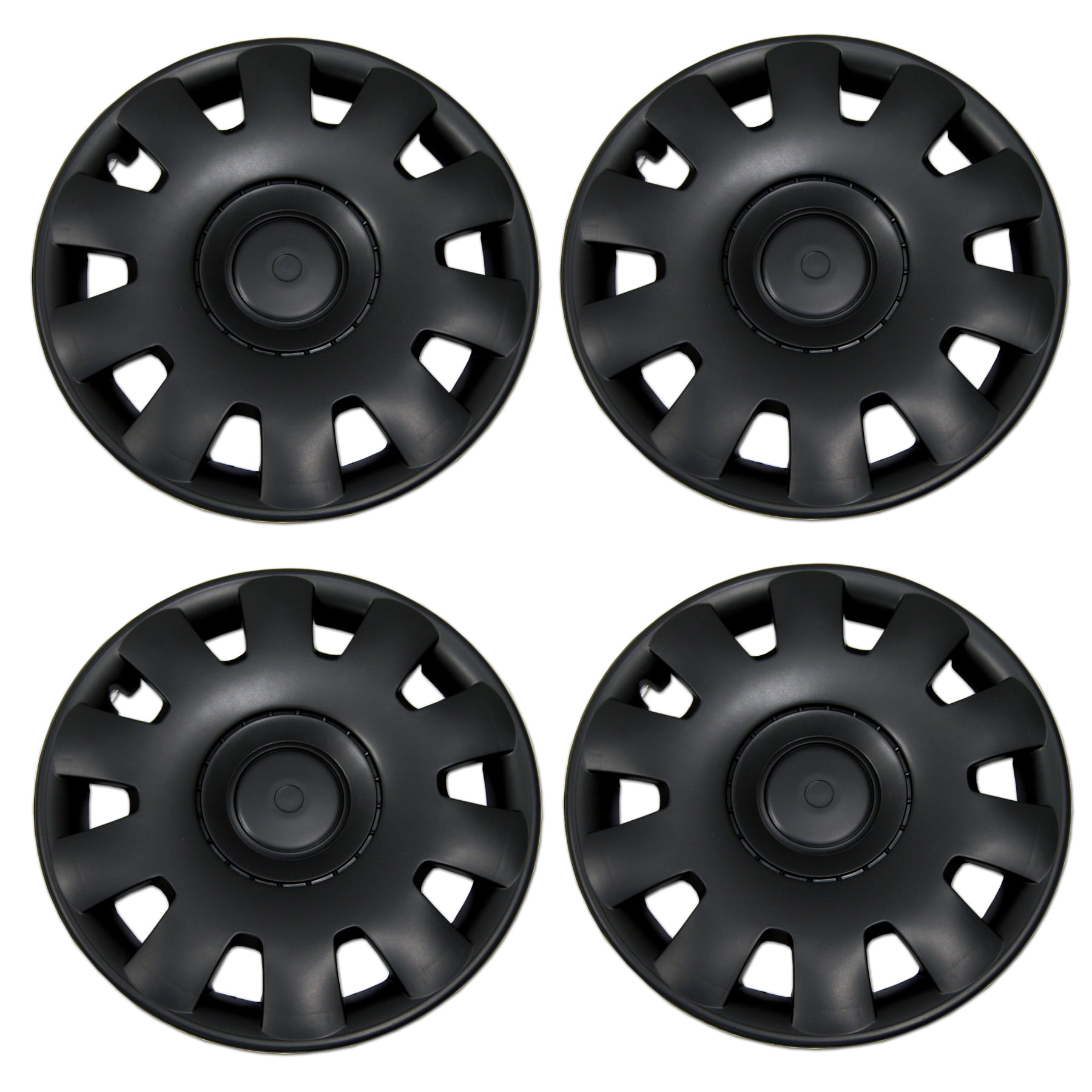 15-Inches Matte Black Hubcaps Wheel Cover Pop-On TuningPros WSC3-032B15 4pcs Set Snap-On Type 