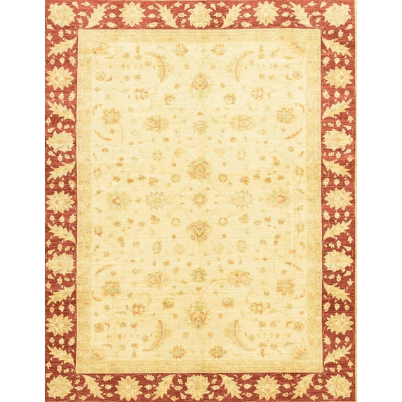 Ahgly Company Indoor Rectangle Abstract Sun Yellow Abstract Area Rugs, 7' x 10'