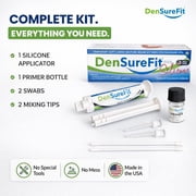 DenSurefit Lower Denture Reline Kit, 3-6 Month Soft Silicone Dentures Repair Set to Refit, Improve and Tighten, Easy to Use Reline Set with Larger Primer and Applicators for Comfortable Fit