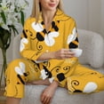 thumbnail image 6 of Fotbe Cute Bee Butterfly Yelllow Pattern Long Sleeve Pajama Set for Women,Sleepwear Set,2-piece Loungewear Set,Soft PJs Comfy Nightwear with Pockets -Medium, 6 of 7