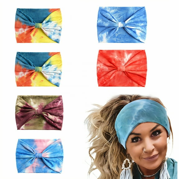 TELOLY 6Pcs Headbands for Women,Cloth Sweat Bands,Head Wraps for Black Women,Mixing1