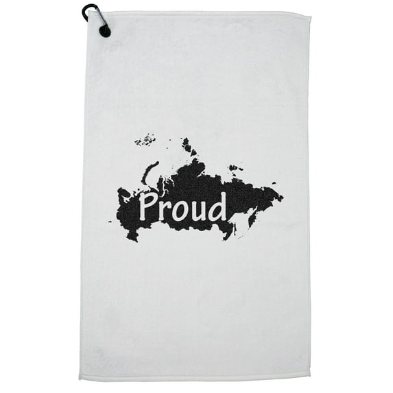 Russia Proud Golf Towel with Carabiner Clip
