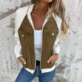 thumbnail image 3 of Scyoekwg Womens Fall Jackets Long Sleeve Zip Up Jacket Splicing Solid Color Pocket Casual Coat Fashion Outerwear (Khaki,M), 3 of 5
