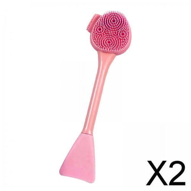 2 Cepillos de Silicona para Lavado de Cara, Doble Extremo, , Herramientas Suaves de Mano, Color Rosa 2 piezas