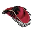 thumbnail image 2 of Slccxzc Non Woven Fabric Tricorn Pirate Hat Feather Lace Trim Adult Headwear, 2 of 7