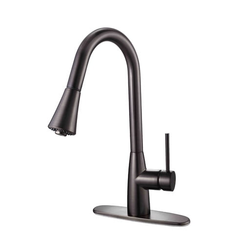 Hardware House Single Handle Gooseneck Faucet with Pullout Sprayer Finish Classic Bronze