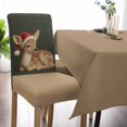 thumbnail image 3 of Fawn Dining Chair Covers Set of 4, Rustic Vintage Christmas Santa Hat Deer Green Background Chair Covers for Dining Room Removable Seat Protectors Slipcovers for Home Party Wedding Banquet, 3 of 9