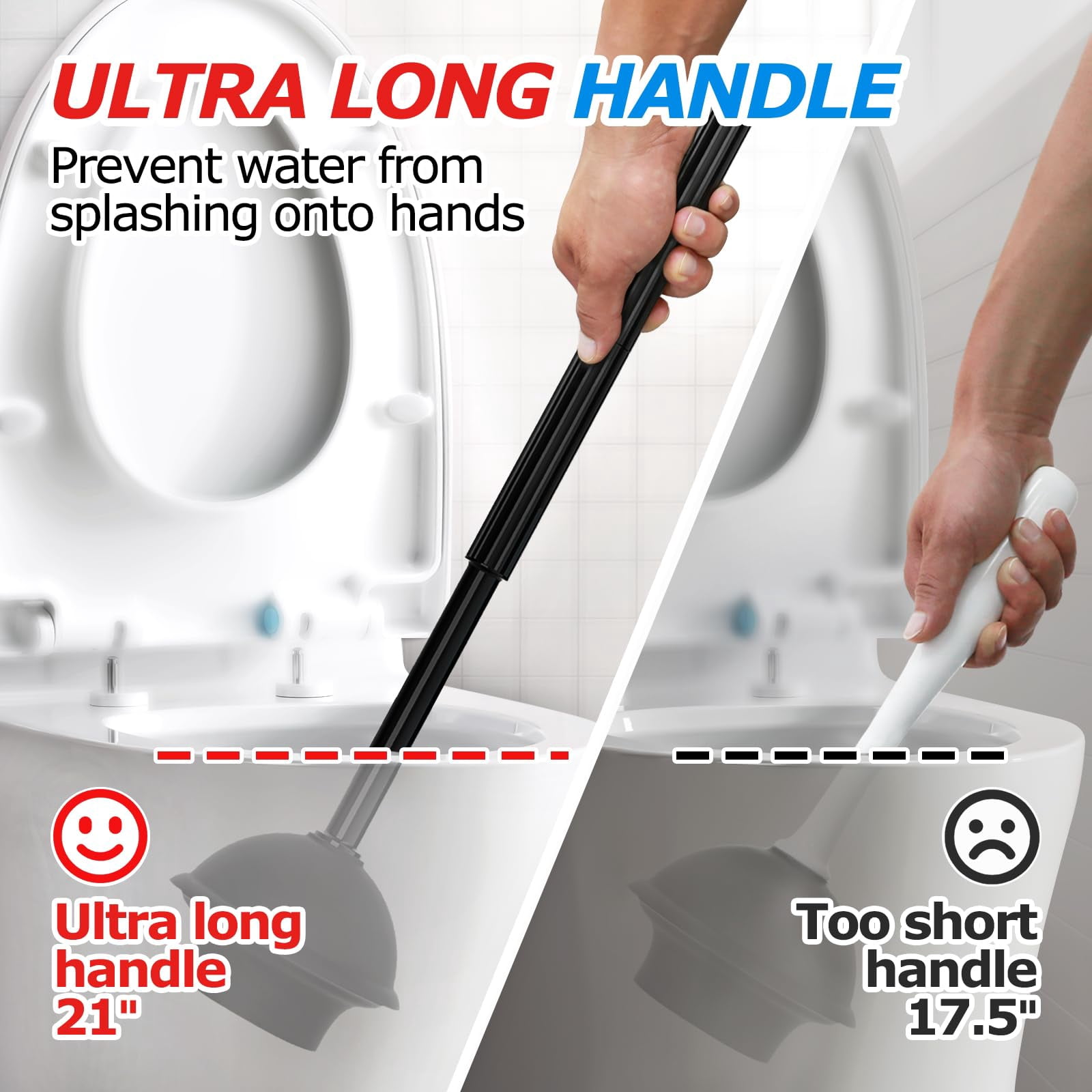2-in-1 toilet plunger and brush set, extended handle plunger, toilet brush and plunger set, bathroom cleaning tools, toilet brush and plunger combination, cleaning brush, bathroom cleaning supplies.