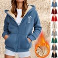thumbnail image 5 of qucoqpe Sweatshirt for Women Fashion Floral Print Fleece Hooded Jacket Fall Winter Long Sleeve Warm Coat Tops, 5 of 5