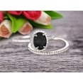 thumbnail image 1 of 2.50 Carat Oval Cut Black Diamond Moissanite Wedding Anniversary Gift Bridal Set Engagement Ring On 10k White Gold With Matching Band Art Deco Vintage Look, 1 of 5