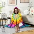 thumbnail image 4 of Wearable Blanket,Rainbow Tie Dye Mandala Pattern Hooded Wearable Flannel Blanket for Adults & Teens,Winter Poncho Shawl Wrap Cape Cozy Anti-Pill,60"x80", 4 of 5