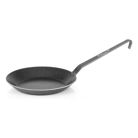 Wrought Iron Skillet, Long Handle Pan Conducts Heat Evenly, Indoor/Outdoor Camping Cookware for Campfire or Home Kitchen Use, Stove to Table Serveware