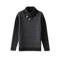 thumbnail image 3 of Miluxas Men's Shawl Collar Pullover Sweater Casual Slim Button Textured Knit Sweaters Black, 3 of 8