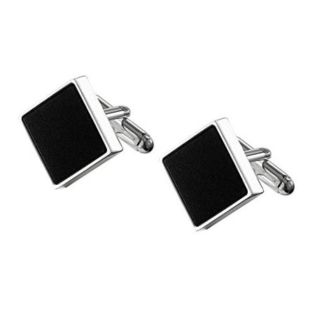Visol Grove Black Matte Silver Plated Cufflinks
