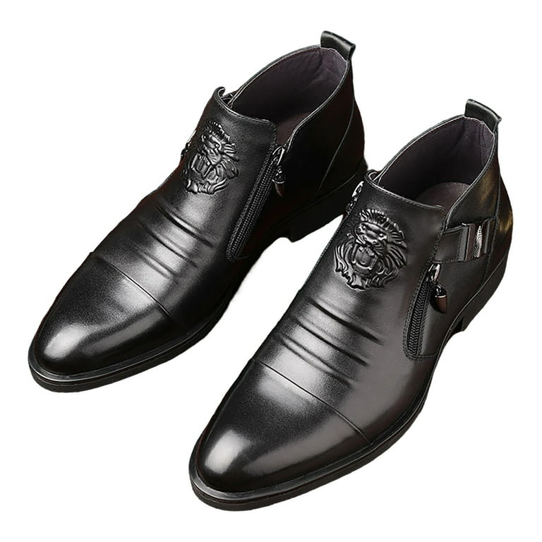 formal dress boots mens Black Plain Toe Leather Dress Boots - Portugal main image 1