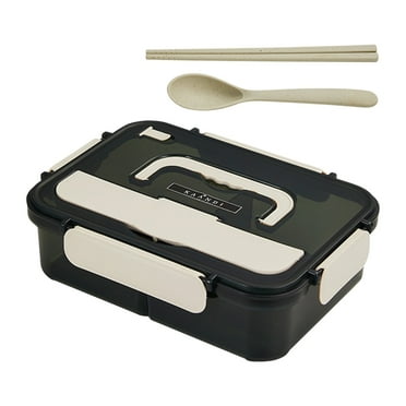 Snmubt Compartment Lunch Box Large Capacity Plastic Microwave Oven Lunch Box with Cutlery Work Students Portable Lunch Box Set (Beige)