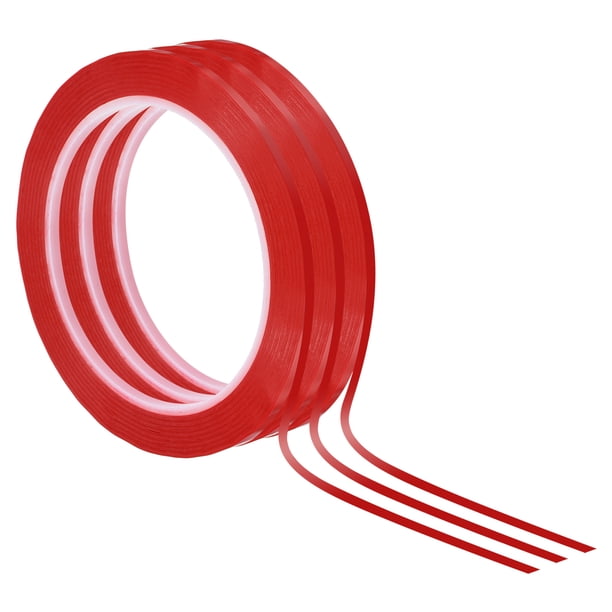 Cinta decorativa Uxcell de 1/8" x 72 yardas, paquete de 3, cinta delgada para posicionamiento en escritorio, roja