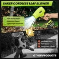 thumbnail image 5 of Saker Electric Cordless Leaf Blower with Adjustable Speed, Portable Handheld Leaf Blower with 2x 4.0Ah Batteries for Patio Cleaning, Lawn Care, Green, 5 of 9