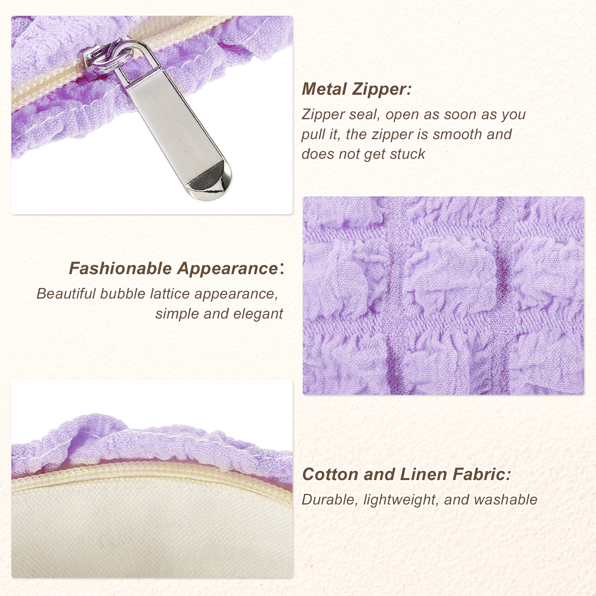 Unique Bargains Bubble Cloud Cosmetic Bag Zipper Checkered Makeup Bags Lipsticks Purple