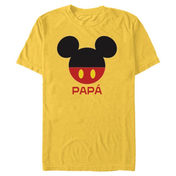 Disney Mickey Mouse Icon Shorts Papá Birthday Día del Padre - Short Sleeve Blended T-Shirt for Adults - Customized-Yellow