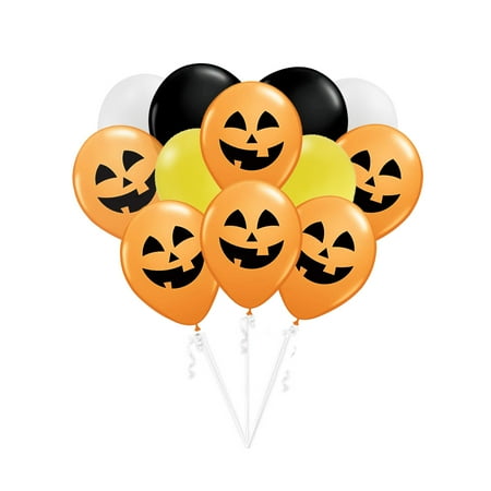 Halloween Pumpkin Themed October 12 PC Party Gift Latex Balloon Bouquet