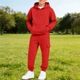 thumbnail image 2 of GiLiling Hoodie Sweatsuit Set for Boys Girls 2 Piece Hooded Sweatshirt Jogger Sweatpants Tracksuit Kids Athletic Solid Outfits (Red, 11-12 Years), 2 of 8