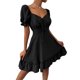 thumbnail image 4 of TRKIYQC Vestido de verano para mujer, vestido corto de corte bajo liso con lunares jacquard de manga corta abullonada, trajes con dobladillo con volantes de cintura alta para mujer TRKIYQC moderno, 4 of 6