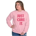 thumbnail image 3 of Breast Cancer Awareness Just Cure It Women Crewneck Sweatshirt Brisco Brands S, 3 of 6
