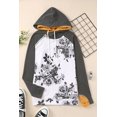 thumbnail image 1 of ABPHQTO Sudadera de mujer con capucha doble y mangas raglán con estampado floral blanco, 1 of 5