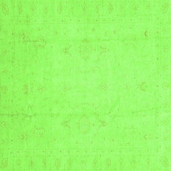 Ahgly Company Indoor Square Oriental Green Traditional Area Rugs, 3' Square