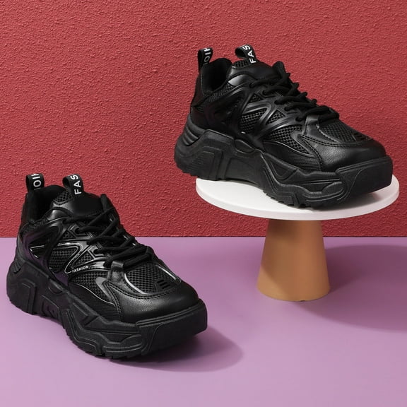 LOLIPPYY 1 Pair Classic Retro Sneakers for Women Black with Pressure Reduction for Daily Use