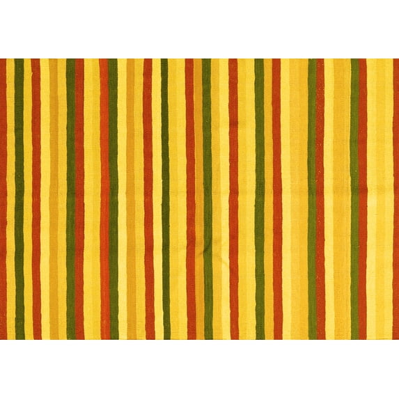 Ahgly Company Indoor Rectangle Abstract Yellow Contemporary Area Rugs, 5' x 7'