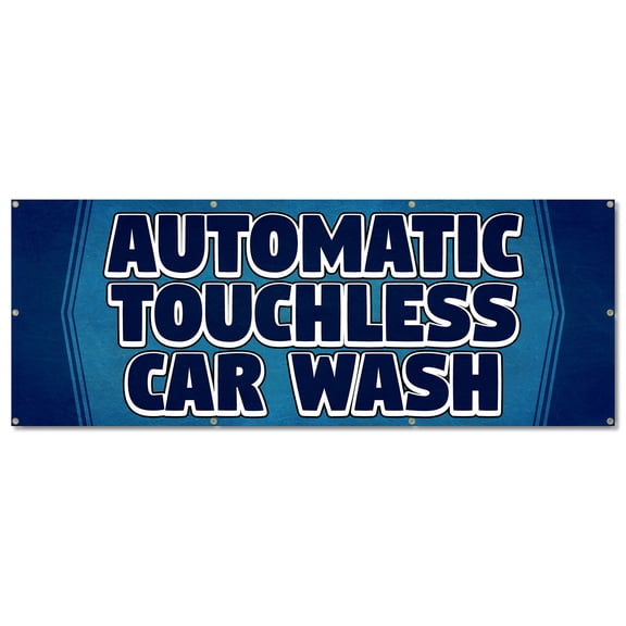 Automatic Touchless Car Wash | 36" X 96" Banner | Outdoor Vinyl Sign With Grommets | Car Wash Detailer Auto Shop Trucks | Made in The USA