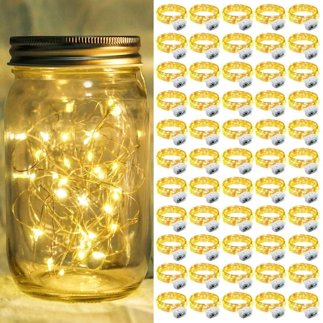 Fairy Lights chzk, 7 pies, 20 LED, funciona con pilas, impermeables, blanco cálido