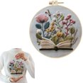 thumbnail image 2 of DIY Floral Book Embroidery Kit for Beginners, Hand Sewing Art Craft with Threads & Needles for Home Wall Decor, 2 of 8