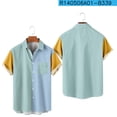 thumbnail image 3 of BiZtdJrK 2024 Big and Tall Shirts for Men Summer Button Down Lapel Beach Blouses Trendy Color Block Short Sleeve Slim Fit Shirt with Pocket Deals of The Day Lightning Deals Today Prime Outdoor Blue L, 3 of 7
