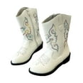 thumbnail image 6 of Wxirdiow Girl Boots Toddler Cowboy Boots Western Cowgirl Boots Boys Girls Mid Calf Square Toe Riding Walking Shoes White Size,2, 6 of 9