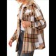thumbnail image 3 of Ropa de Mujer para y Otoño, Elegante, de Larga, con Solapa, Holgada, A Cuadros, Chaqueta y Camisa de Franela con Botones. Albaricoque M, 3 of 8