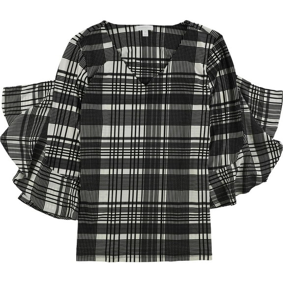 Charter Club Womens Ruffled Knit Blouse, Black, XX-Large