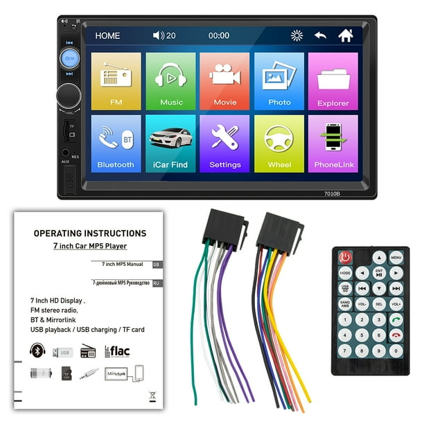 Kenally Reproductor multimedia de radio para automóvil - Conectividad Bluetooth Pantalla táctil de 7 pulgadas Fácil instalación Combinaciones de reproductor de DVD/TV para coche
