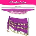 thumbnail image 3 of Belly Dance Skirt,Belly Dancer Outfit,Pirate Skirt,Chiffon Belly Dance Hip Wrap Scarf,Sweet Belly Dance Skirt Wrap Performance Bling Sequins Coins,Belly Dance Costume for Women,Purple, 3 of 6