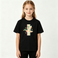 thumbnail image 2 of Retro Floral Mallard Duck Girls Graphic Tee, Cute Boho Rainbow 100% Cotton Kids Short Sleeve T-Shirt, 2 of 5