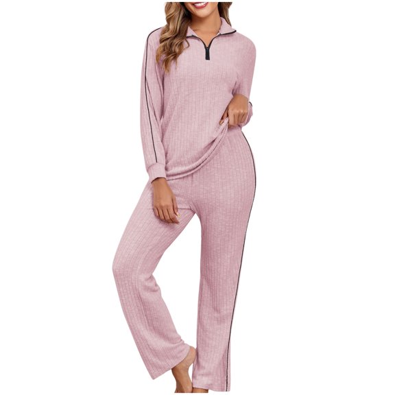 Lopecy-Sta Womens Sleepwear Sets 2 Piece Outfits Matching Lounge Set Cozy Knit Pajamas Oversized Loungewear Fall Winter Clothes