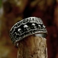 thumbnail image 3 of ZMY Home Stainless Steel Wide Band Skull Ring - Unique Design with Five Skulls, Gothic Statement Jewelry (11), 3 of 6
