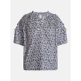 thumbnail image 6 of Scenario Women's Gathered Cotton Voile Top with Short Sleeves, Size XS-XXXL, 6 of 6