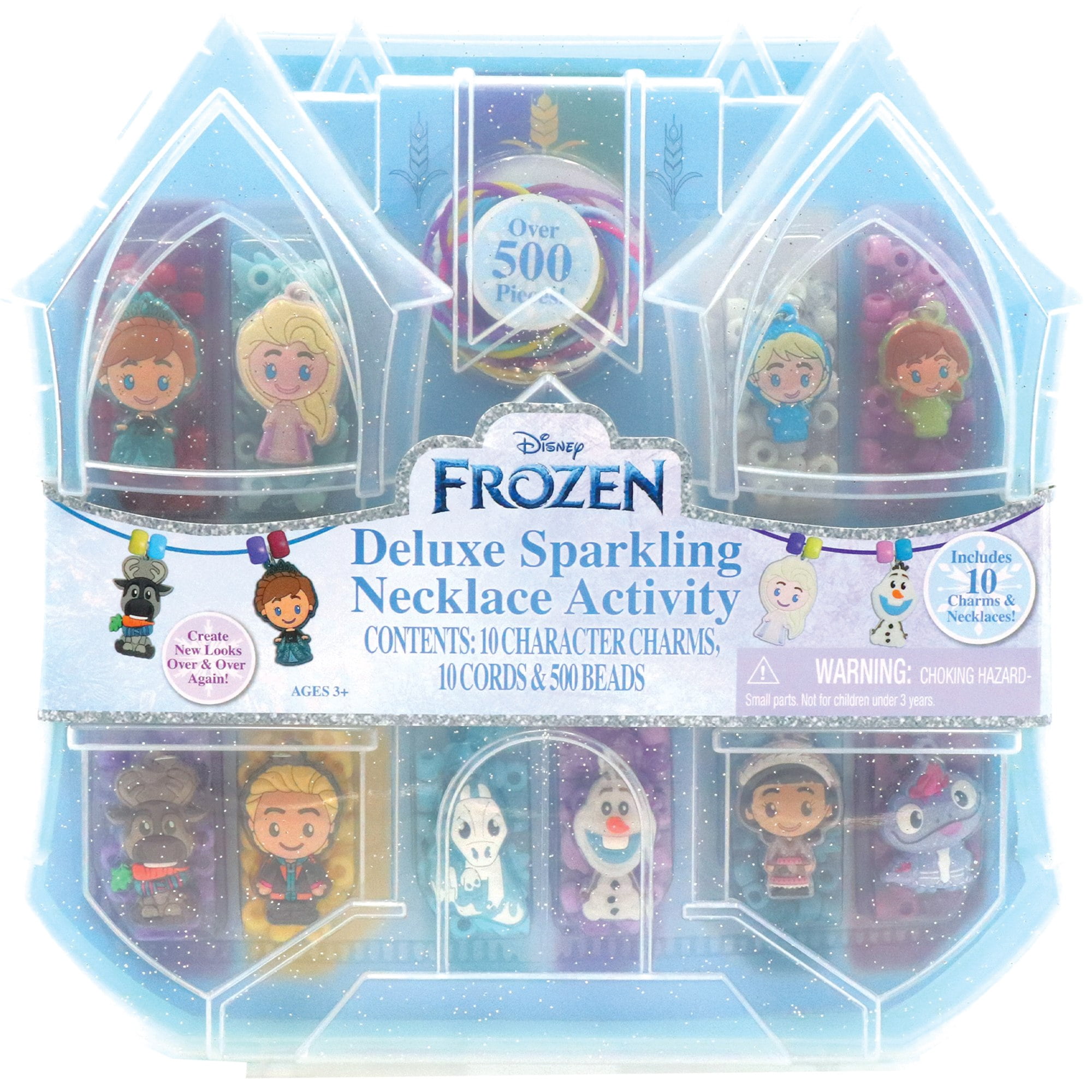Tara Toy: Deluxe Sparkling Necklace Activity Set - Disney Frozen 2 - 520pc, DIY Jewelry Craft Kit, Create 10 Character Charm & Bead Necklaces, Kids 3+