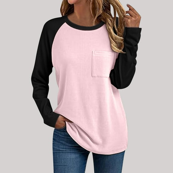 Neewe Long Sleeve Shirts for Women Fall Outfit 2025 Fashion Casual T Shirt Round Neck Basic Loose Tunic Tops
