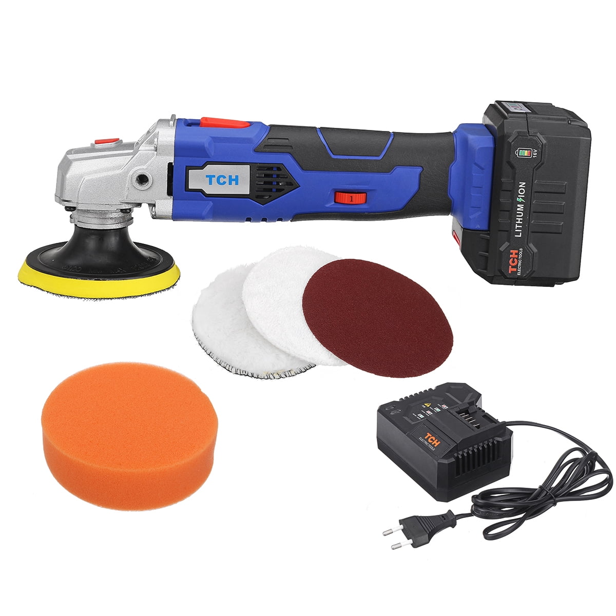 16V Car Household Polisher Buffer Cordless Sander Electric Polishing Tools Kit 6 Speed 2000mah