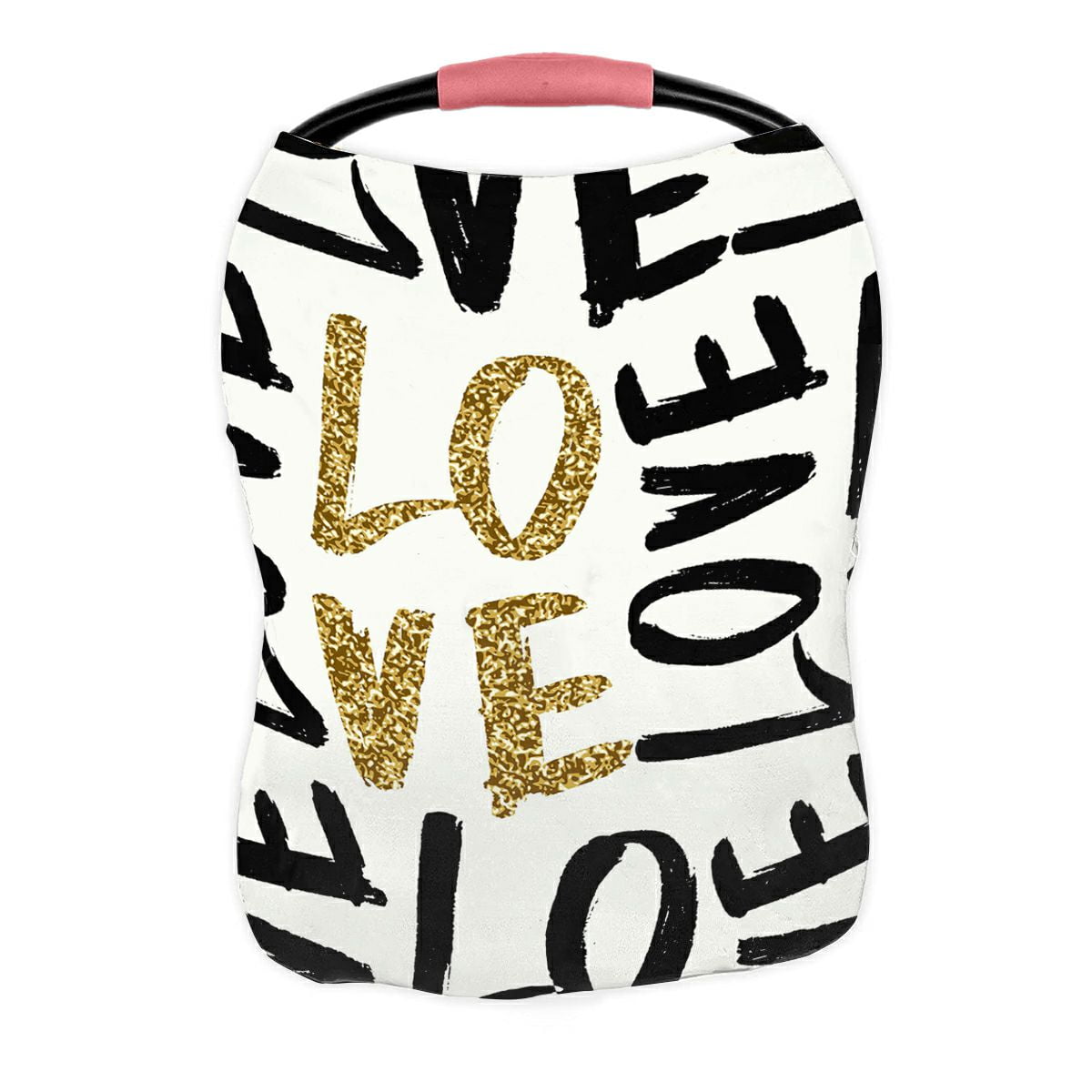 ABPHQTO Valentine'S Day Brush Lettered Text In Gold Glitter Black Nursing Cover Baby Breastfeeding Infant Feeding Cover Baby Car Seat Cover Infant Stroller Cover Carseat Canopy Breathable