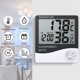thumbnail image 5 of Higrómetro de temperatura digital LCD interno de 2 piezas con pantalla LCD Temperaturmesser Feuchtigkeitmessger?t und Systemzeit 12 Stunden/ 24 Stunden mit Alarm, 5 of 8